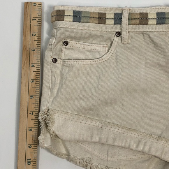 Free People Womens Denim Off White Cream Shorts - Picture 6 of 8